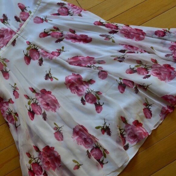 HOBBS Sleeveless Floral Fit & Flare 100% Silk Dress Size US 6 - Picture 13 of 13